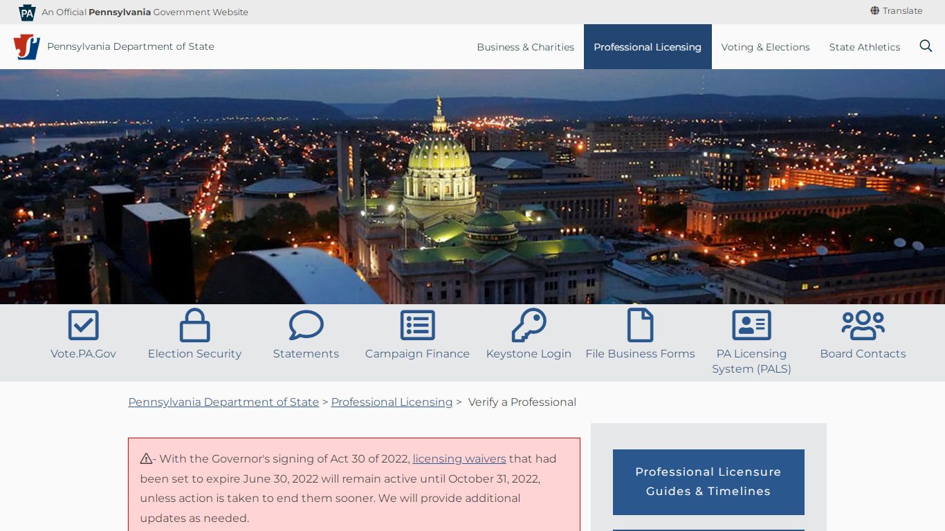 Verify a Professional - Pennsylvania Department of State